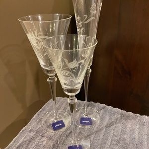 Never used Mikasa Cocoa Blossom Lead crystal glasses goblet,flute and wine glass